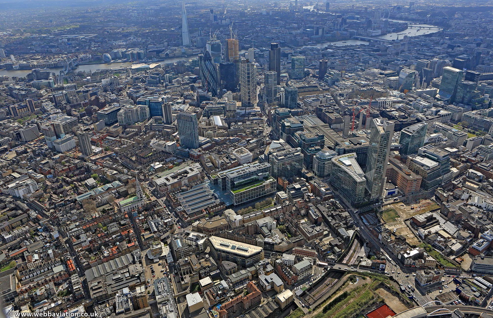  City of  London showing Bishopsgate  and Spitalfields from the air