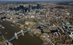  Tower Bridge, the Tower of London and St Katherine Docks & Marina  London from the air