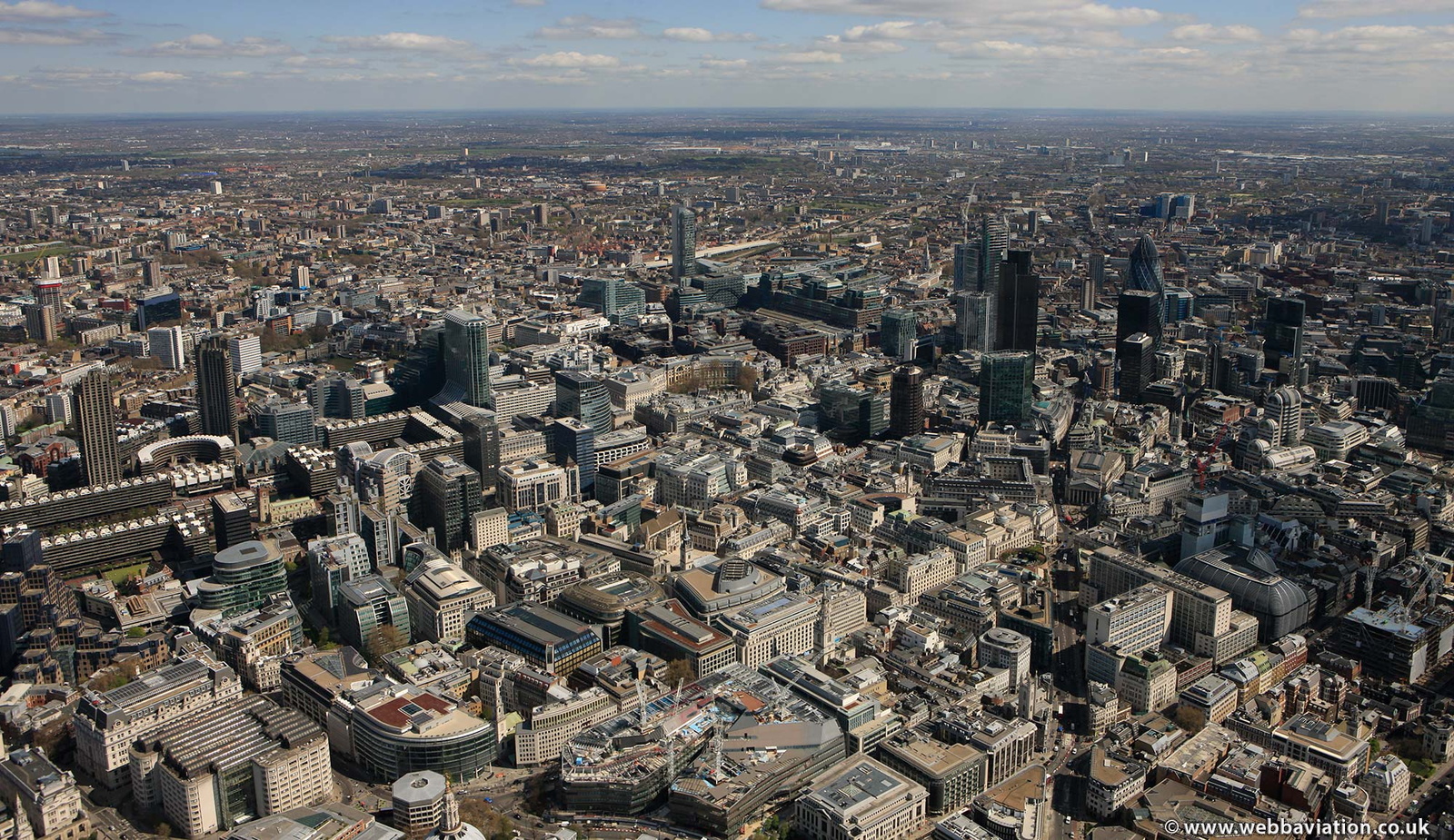 London Financial District with Cheapside  in the foregroundfrom the air