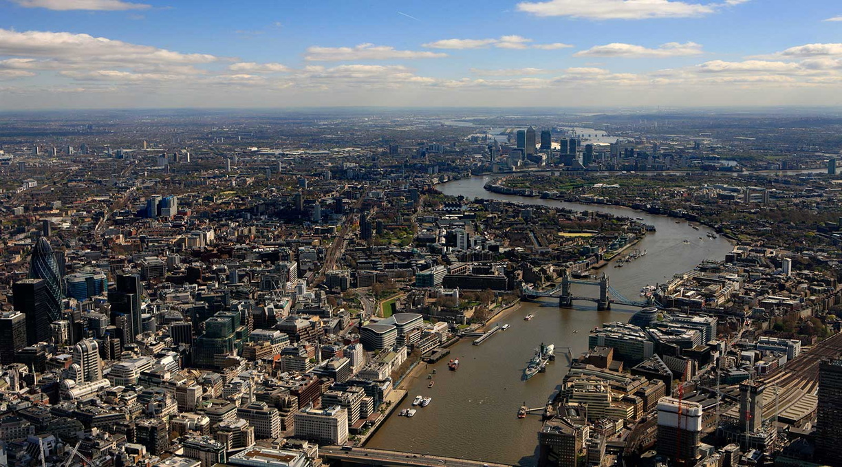 River Thames  London England UK aerial photograph 