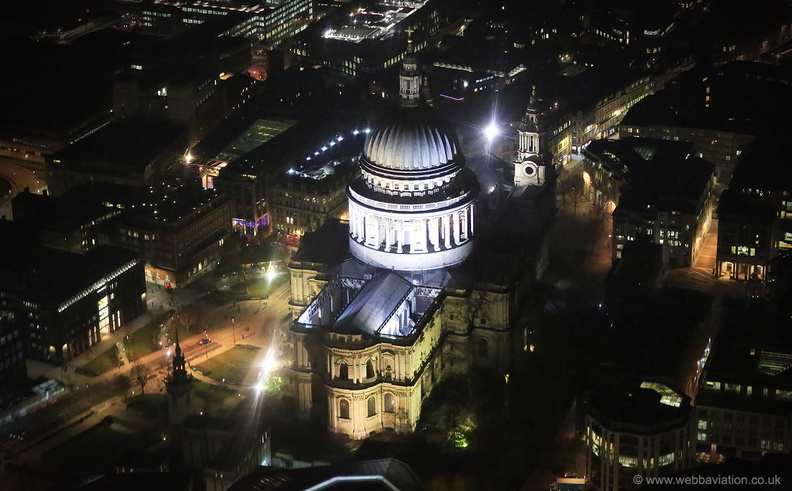St Paul's Cathedral at night   from the air