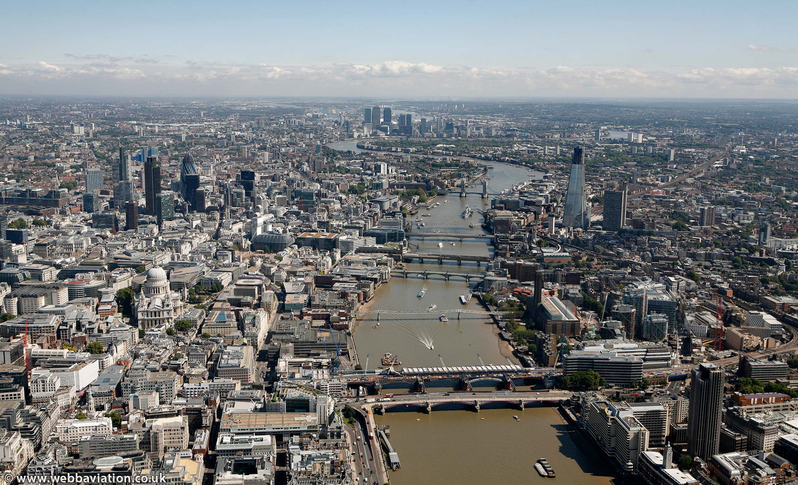 central  London looking along the River Thames  from the air