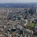City of London with Old Street and City Road in the foreground from the air