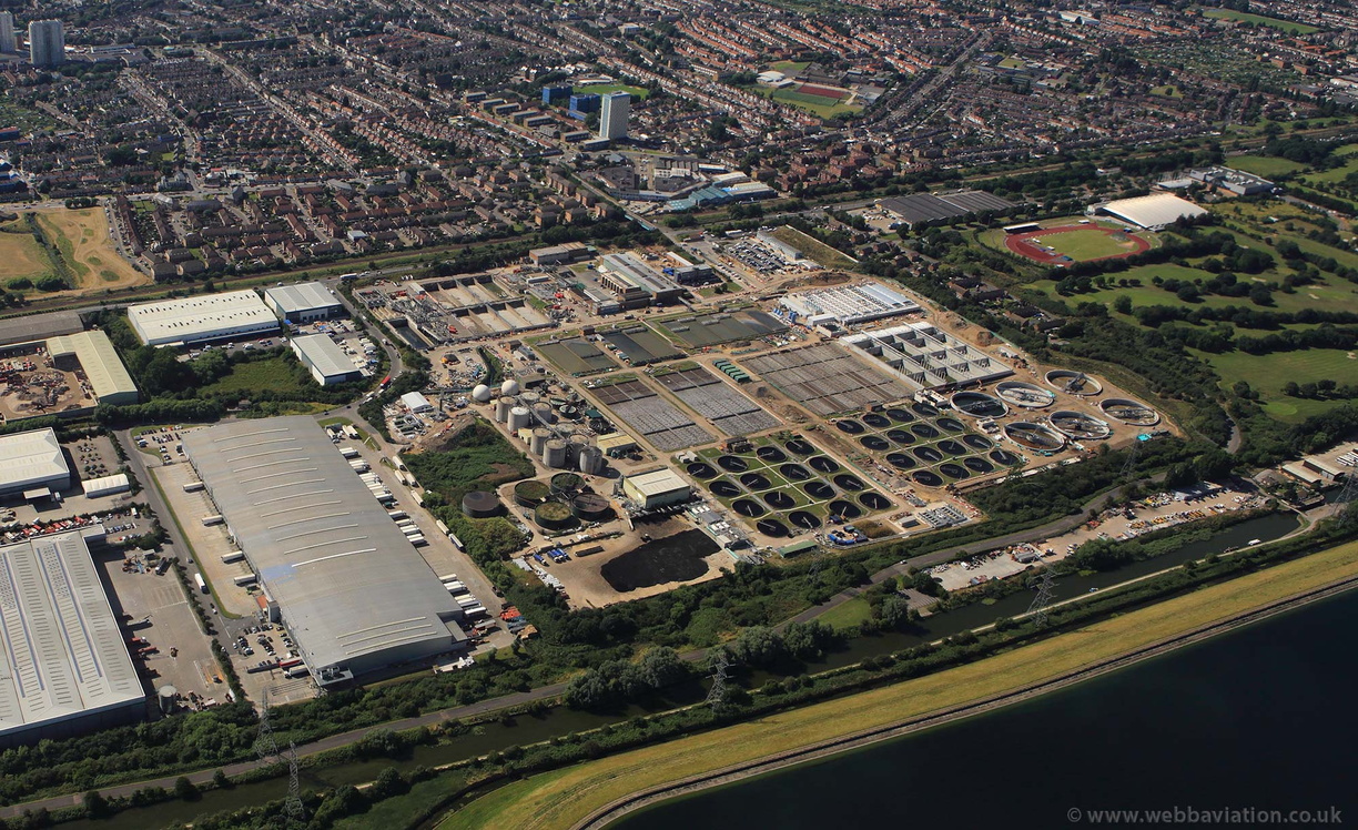 Deephams Sewage Treatment Works  from the air