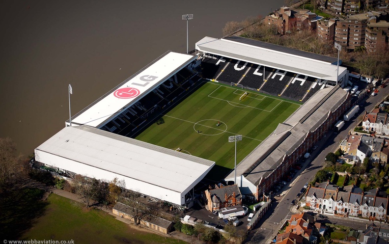 Craven Cottage football stadium Fulham, London from the air