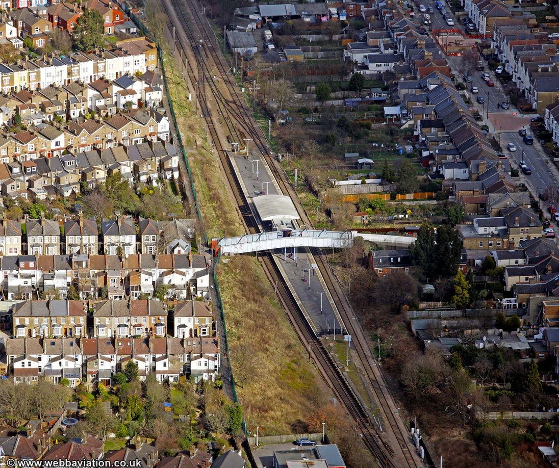 Bowes Park railway station London from the air