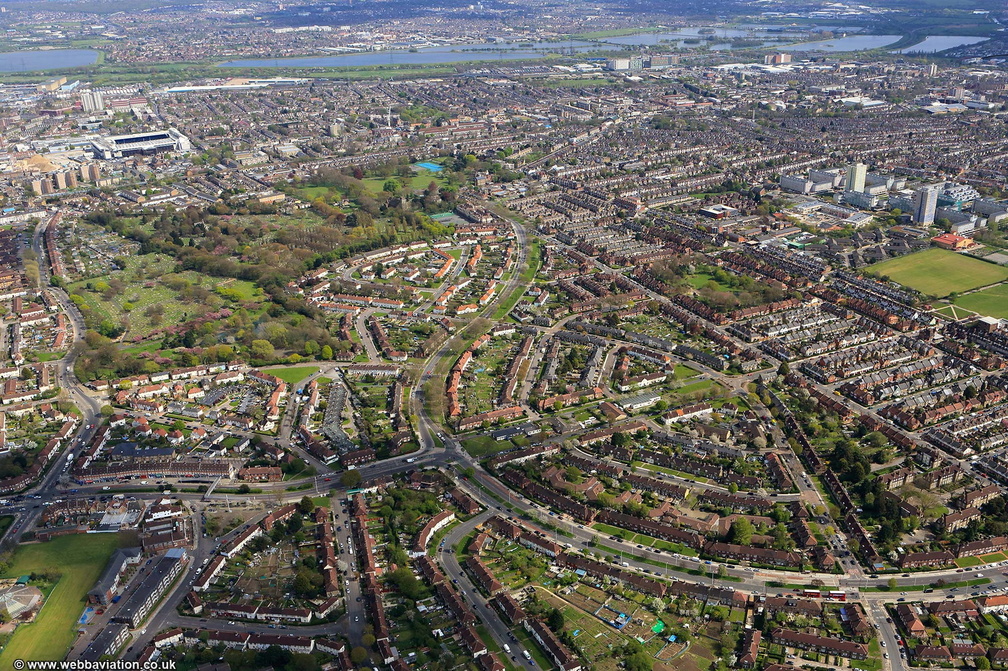 The Roundway Wood Green, London from the air
