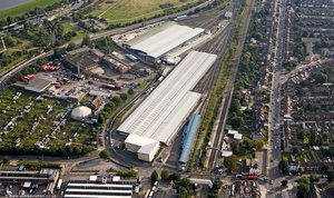 Northumberland Park station & rail depot , London from the air