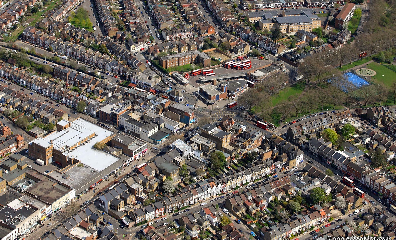 High Rd Wood Green , Hornsey, London from the air