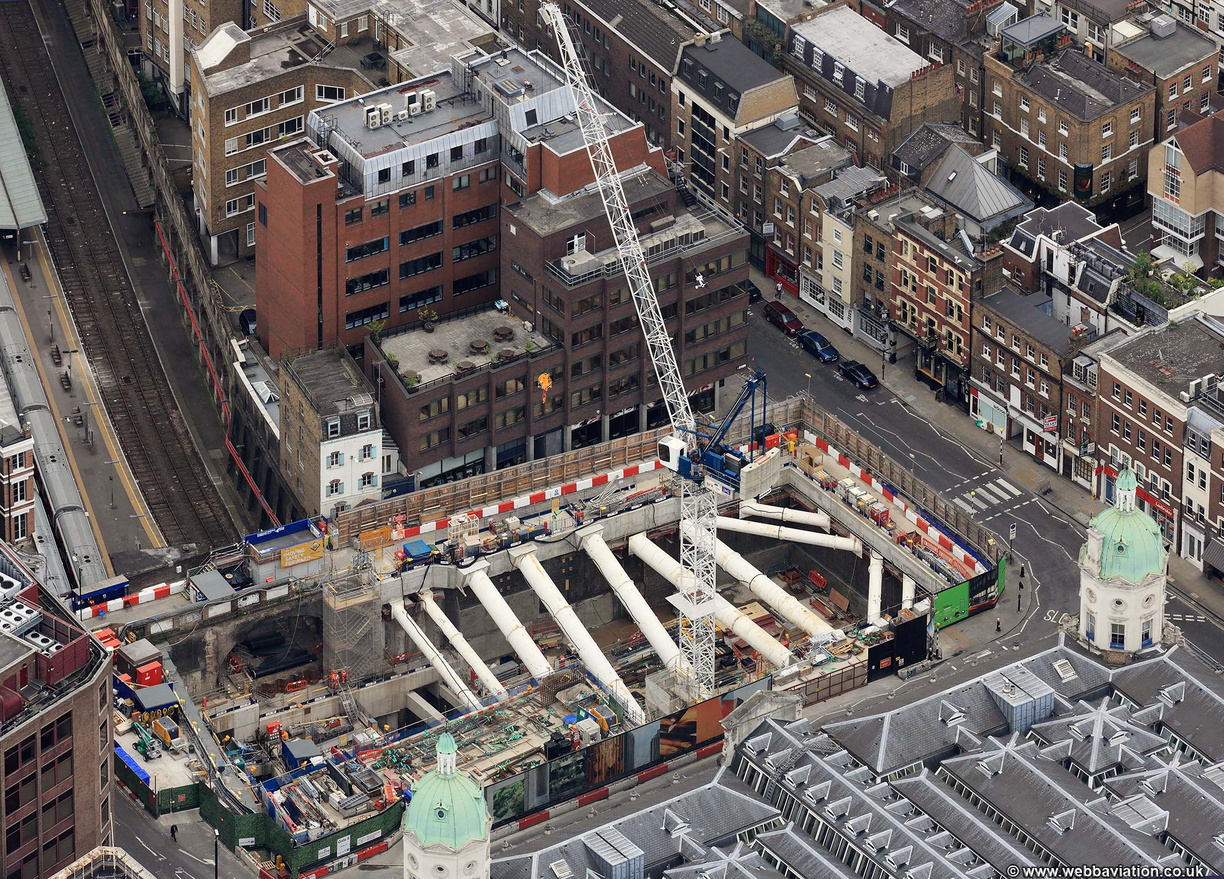  Farringdon Station Eastern ticket hall Crossrail works  from the air