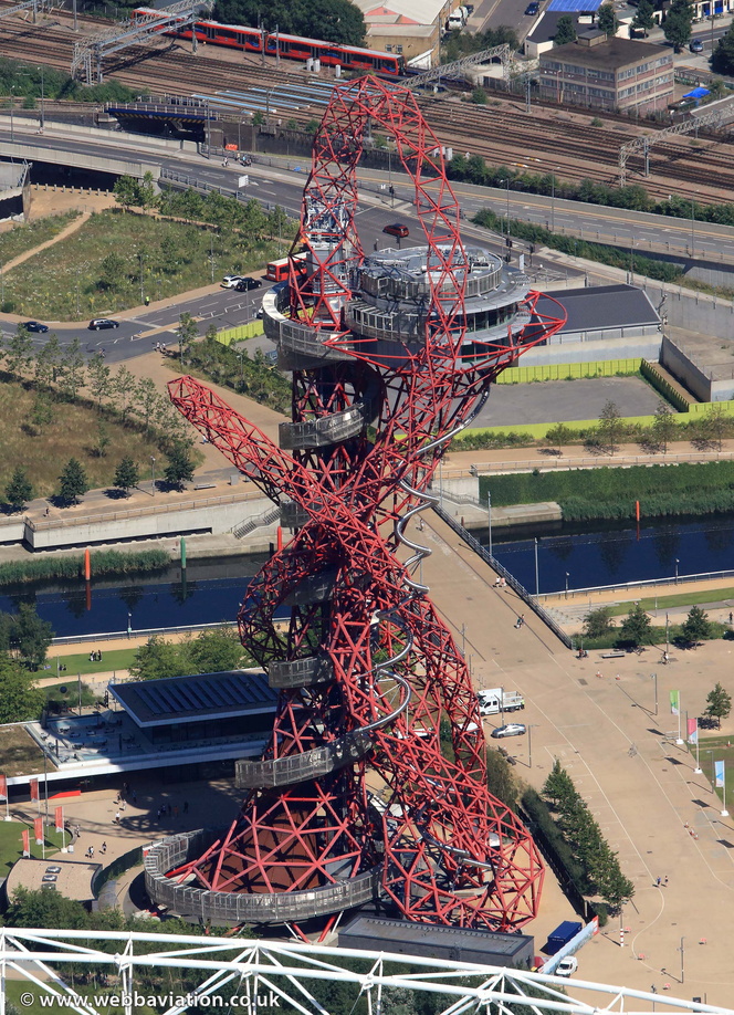 ArcelorMittal Orbit in Stratford, London from the air