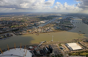 Emirates Air Line  cable car London from the air