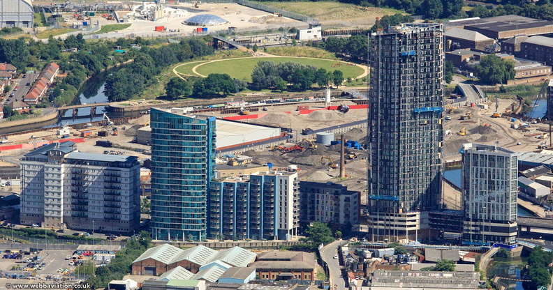  new apartments along High Street Stratford London  from the air