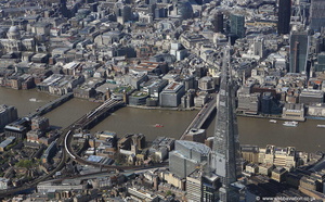  River Thames showing the north bank and  the Shard from the air