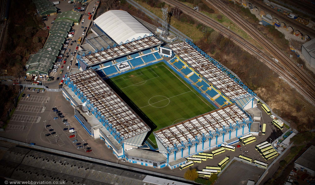The Den football stadium from the air