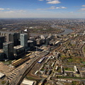 London's two financial centres in one aerial photograph London-  Docklands & City of London  from the air