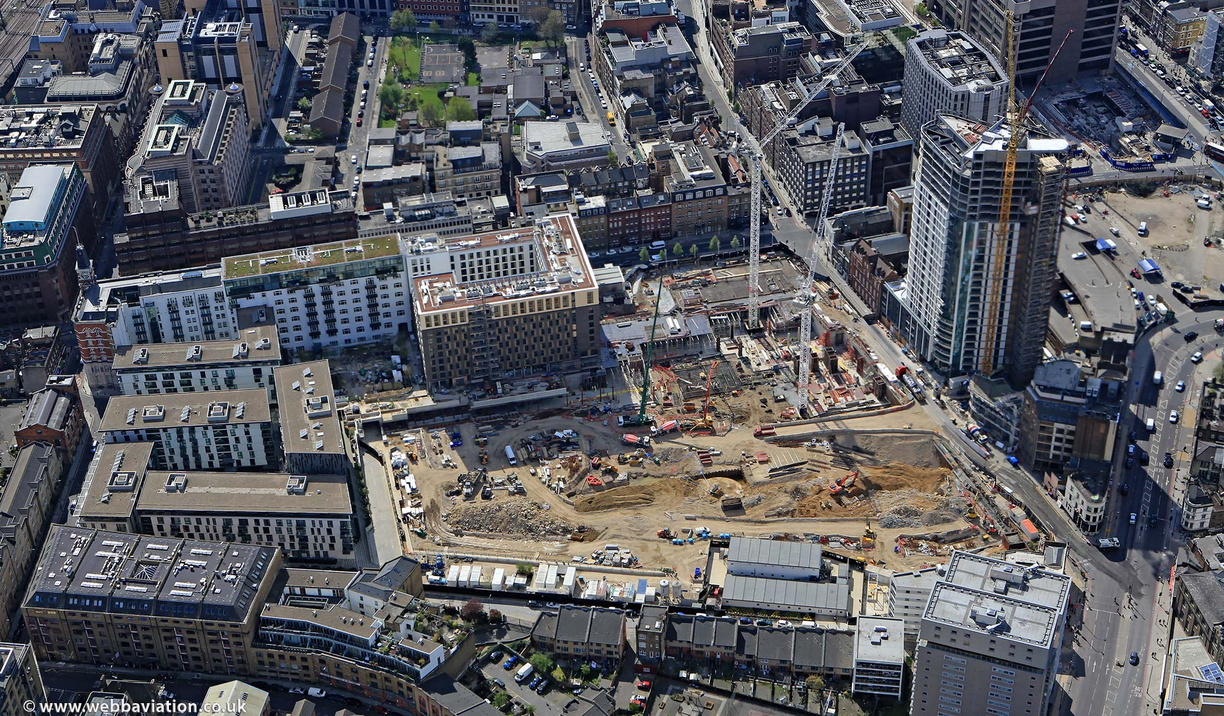 Goodmans Fields development at the start of construction London from the air