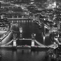 River Thames & Tower Bridge London at night  from the air