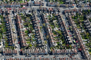 terraced houses in Walthamstow from the air