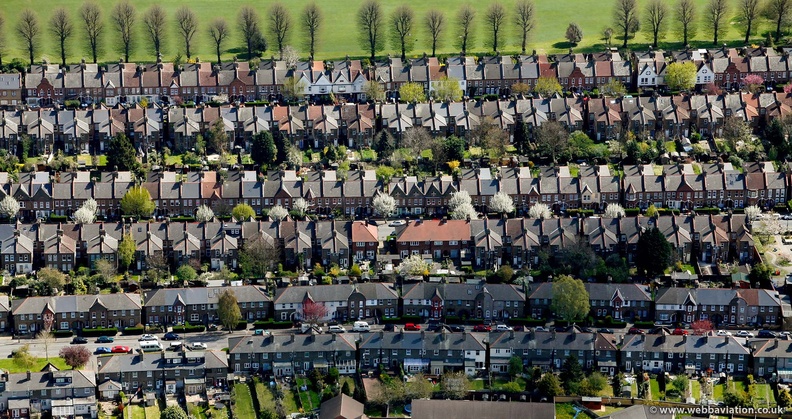 houses in Waltham Forest aerial photo  