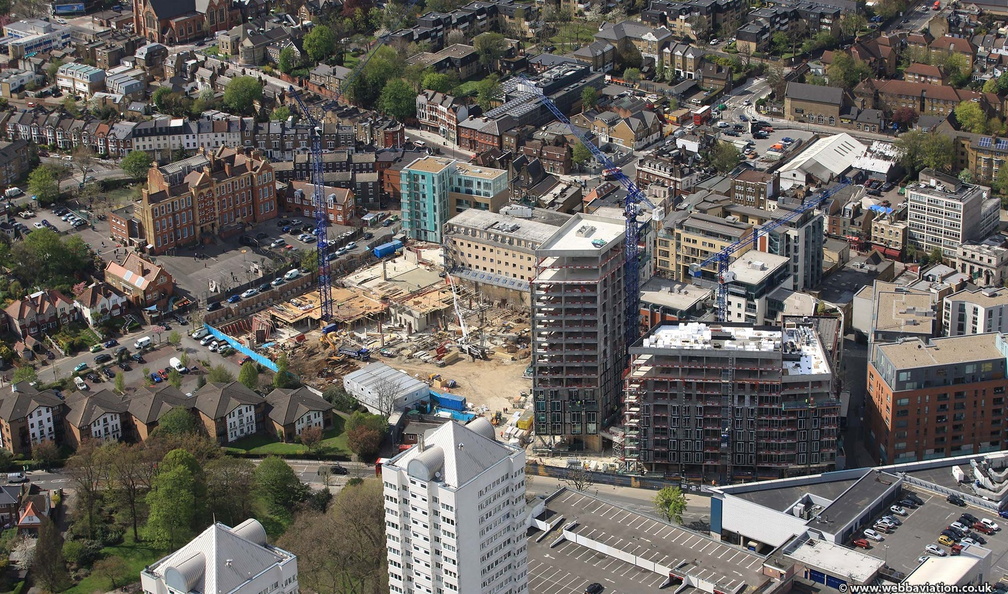  The Light Bulb,  the Copperlight Apartments and The Filaments  Wandsworth from the air