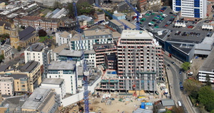 construction of The Light Bulb, the Copperlight Apartments and The Filaments  from the air