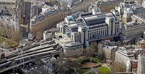 Charing Cross railway station London aerial photo  