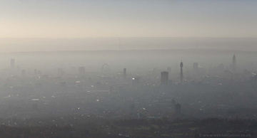 London skyline mist and fog aerial photo  