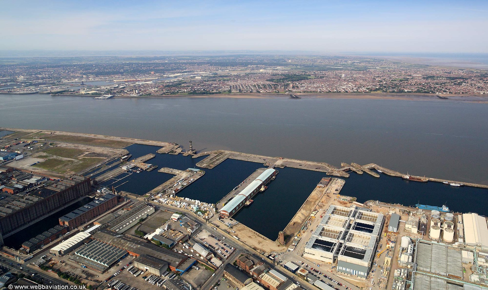 Bramley-Moore Dock Liverpool, site of Everton's new stadium.  from the air