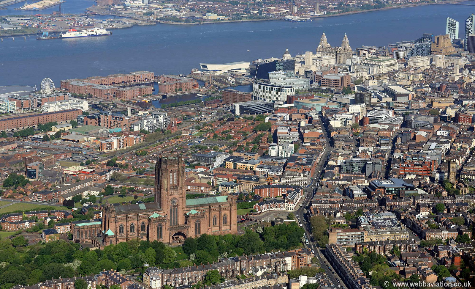 Liverpool with the Anglican Cathedral in the foreground aerial photograph