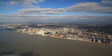 Liverpool southern docks panorama  aerial photograph