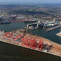 Megamax Cranes at  Royal Seaforth Dock Liverpool part of Liverpool FreeportMerseyside aerial photograph