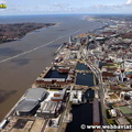 Kings Dock Liverpool Merseyside UK aerial photograph