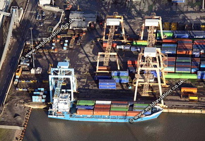 Cranes at  Royal Seaforth Dock Liverpool part of Liverpool FreeportMerseyside aerial photograph