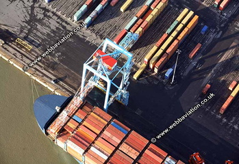 Cranes at  Royal Seaforth Dock Liverpool part of Liverpool FreeportMerseyside aerial photograph