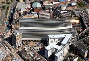 Liverpool Lime Street Station Liverpool Merseyside UK aerial photograph