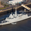 French frigate Bretagne (D655)  visiting Liverpool from the air
