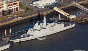 French frigate Bretagne (D655)  visiting Liverpool from the air
