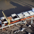  bulk carrier Clara unloading at Liverpool Docks aerial photograph