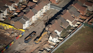 house clearances - demolition of terraces in    aerial photograph
