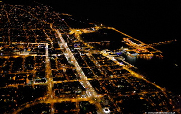 Southport  Merseyside UK aerial photograph at night 
