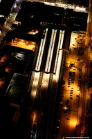 Southport railway station night aerial photo