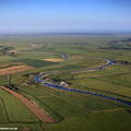 aerial photograph of the River Bure at Arcle Bridge  on the Norfolk Broads England UK 