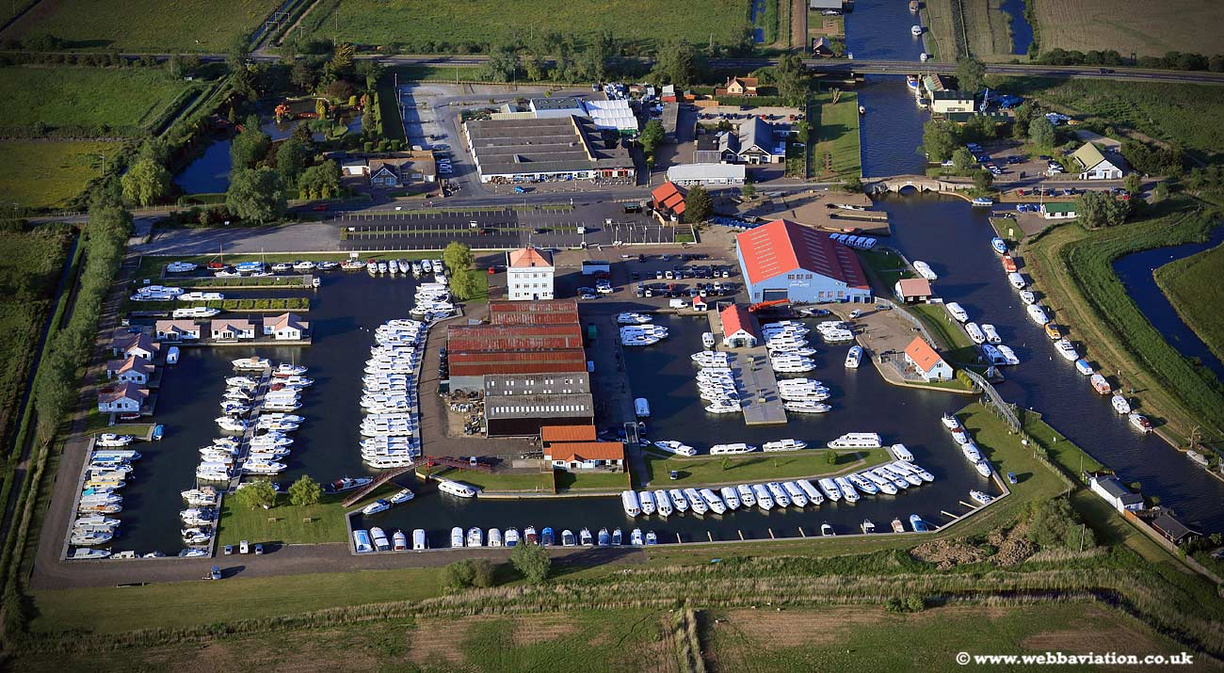 Potter Heigham marina and the river Thurne on the Norfolk Broads