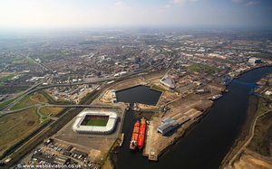 Middlesbrough with Middlehaven Docks in the foreground aerial photograph