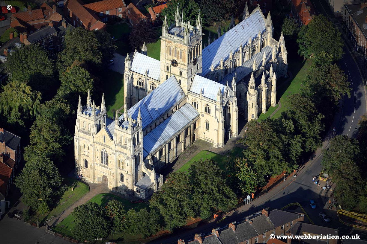 Selby Abbey Yorkshire England UK aerial photograph