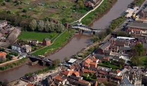 bridges over the River Ouse in Selby from the air