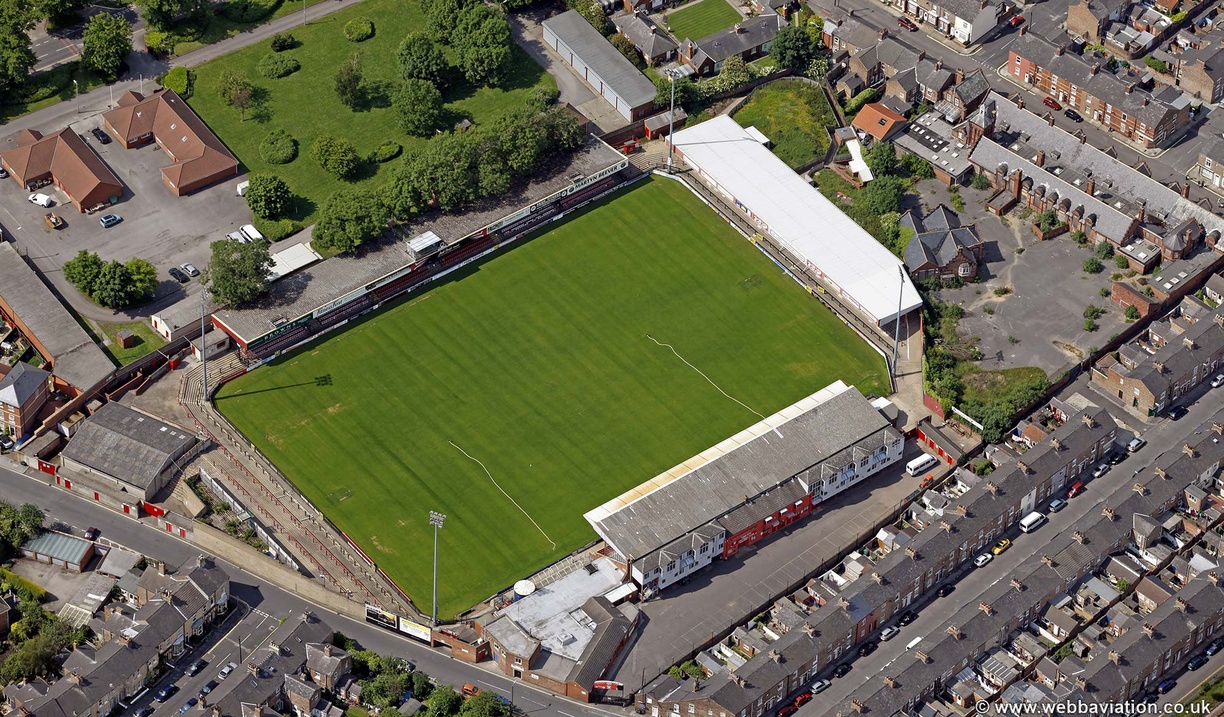  Bootham Crescent Stadium  York, former  home of York City Football Club  from the air