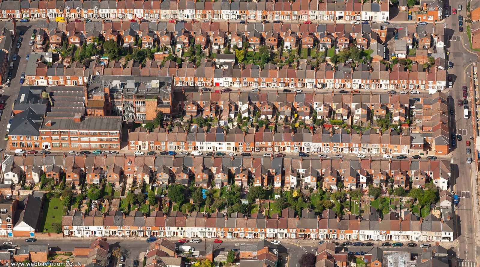 terraced houses in  Northampton  from the air