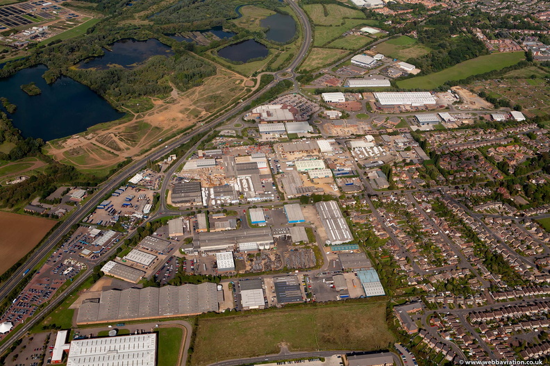 Sanders Lodge Industrial Estate, Rushden, NN10 from the air